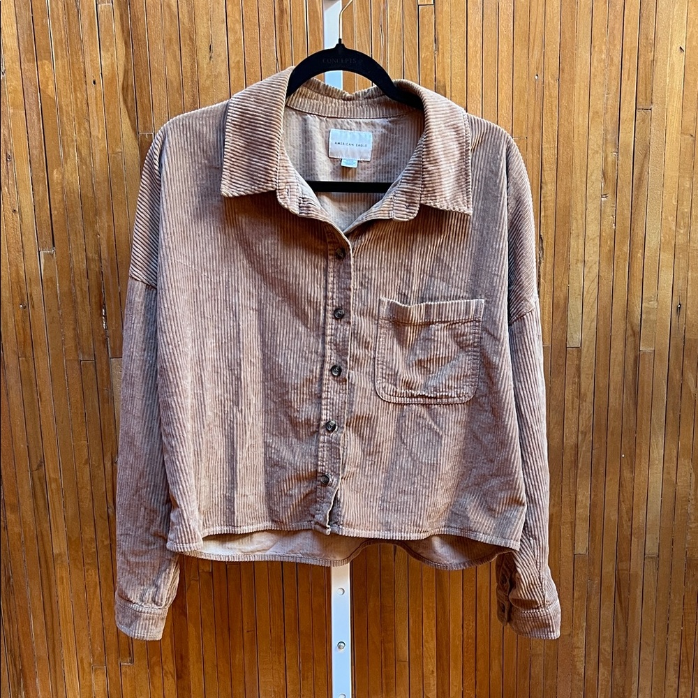 American Eagle Outfitters Brown Corduroy Button-Down Shirt Jacket